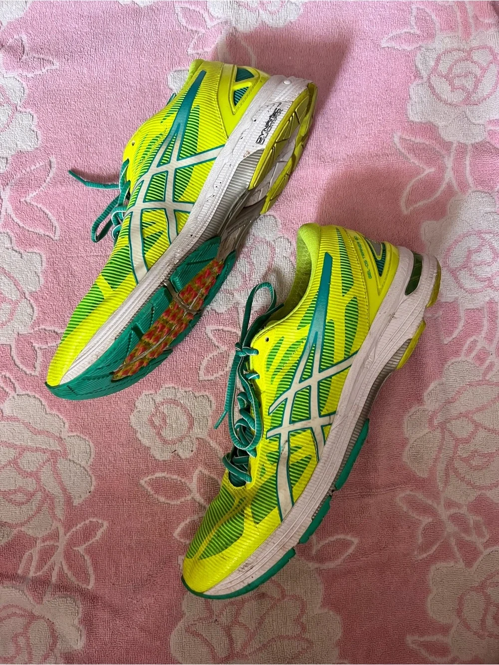 Asics Women’s Neon Yellow & Teal Athletic Running Shoes